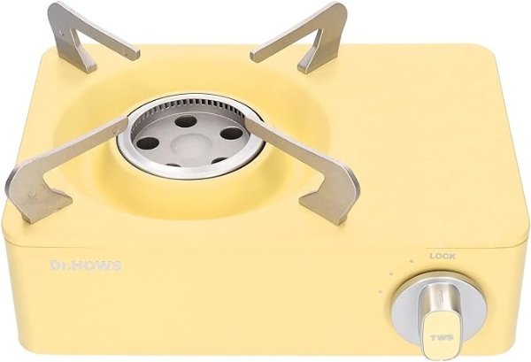 Dr.Hows Twinkle Mini Camping Stove Burner - Portable Butane Stove for Camping - Single Burner Camp Stove with Carrying Case(LEMON)