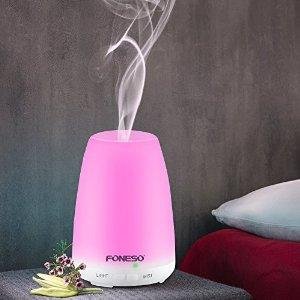 100ml Essential Oil Diffusers, Foneso Aromatherapy Ultrasonic Cool Mist Aroma Humidifiers with Auto Shut-off and 7 Color LED Lights