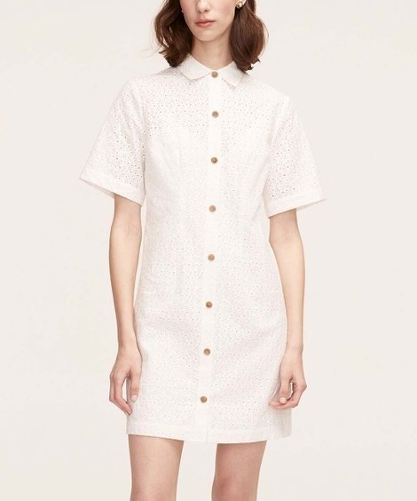 White Eyelet Lea Shirt Dress - Women