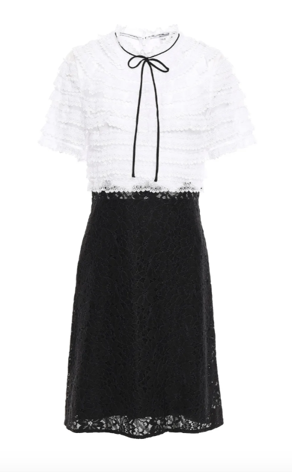 Helsinki bow-detailed appliqued organza and lace dress