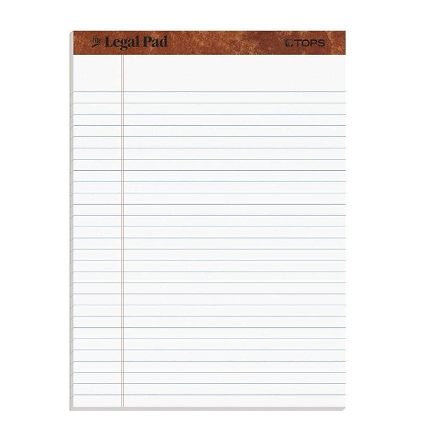 TOPS The Legal Pad Writing Pads, 8-1/2 x 11-3/4, Legal Rule, 50 Sheets, 12 Pack (7533)