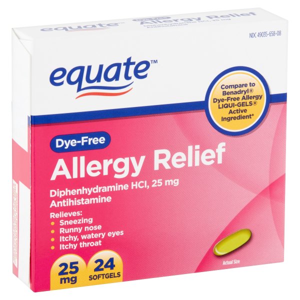 Dye-Free Allergy Relief Softgels, 25 mg, 24 count