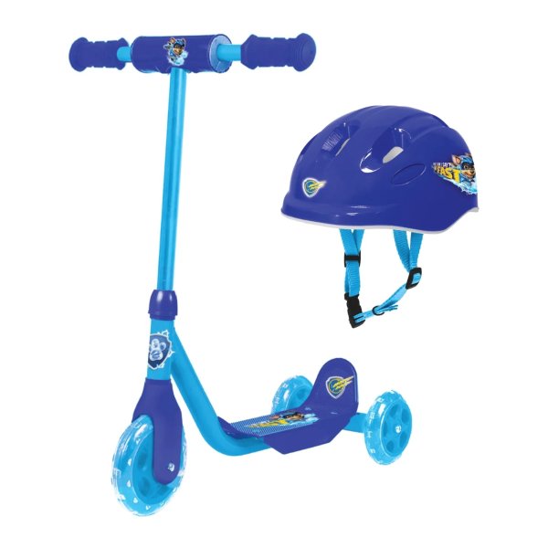 Chase 3 Wheel Scooter & Helmet Set - Ages 2+ - 44lbs - Unisex - Blue