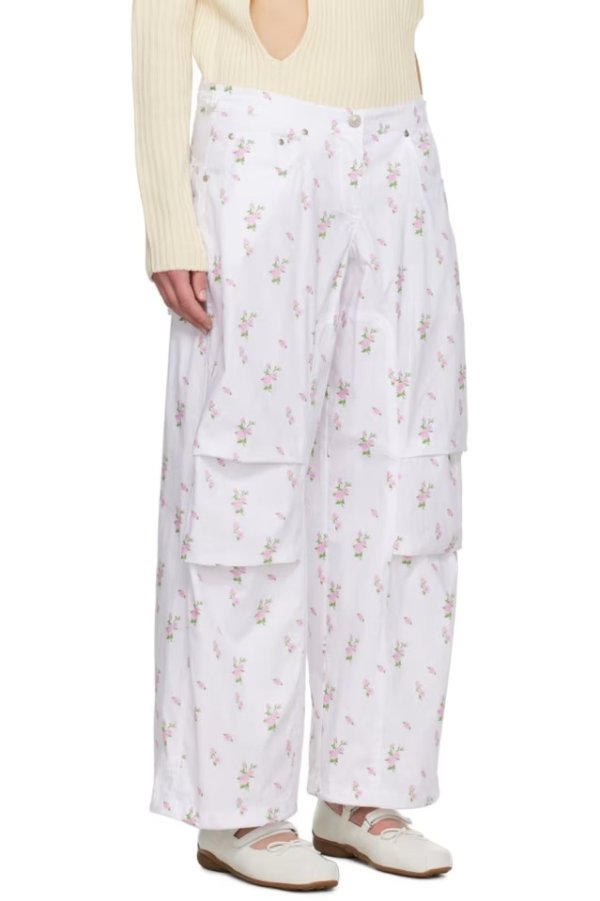 open yy 独家发售白色 Flower 长裤