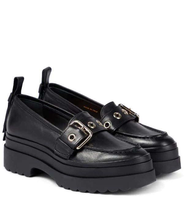 Buckled leather loafers