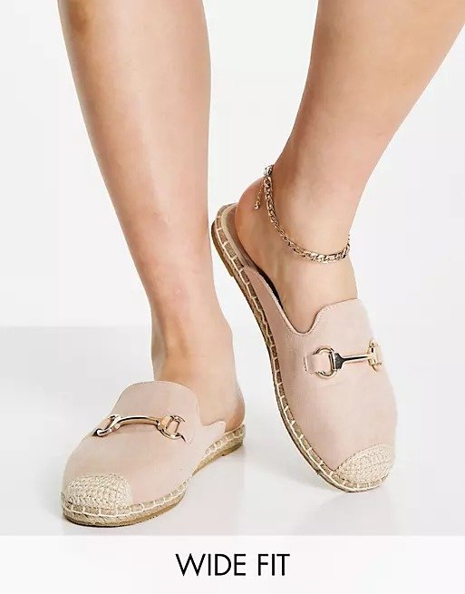 espadrille mules with snaffle trim in beige