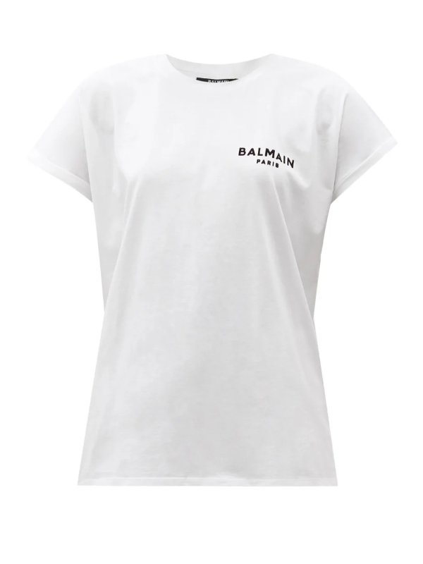 Flocked-logo cotton-jersey T-shirt | Balmain