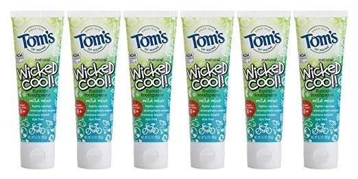 Natural Wicked Cool Fluoride Toothpaste, Mild Mint, 4.2 Ounce, Pack of 6