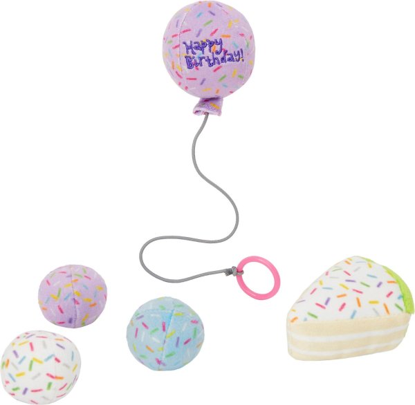 Birthday Plush & Teaser Variety Pack Cat Toy with Catnip, 5-count - Chewy.com