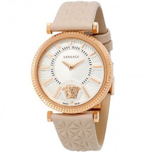 VERSACE V-Helix Ivory/Black Dial Leather Ladies Watches