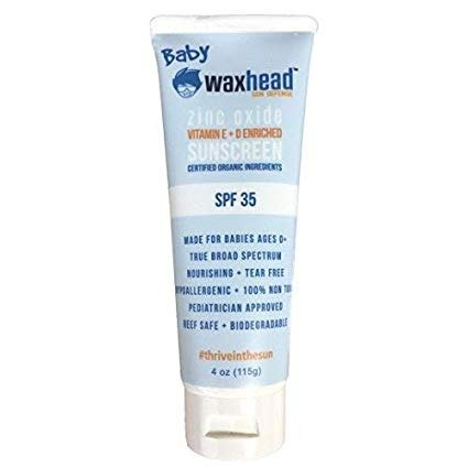 Waxhead Organic Baby Sunscreen for Kids, Infants - EWG Rated 1 - Non-nano Zinc Oxide, Natural,...