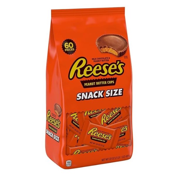 Reese's Chocolate Candy, Snack Size Peanut Butter Cups, 33 Ounce