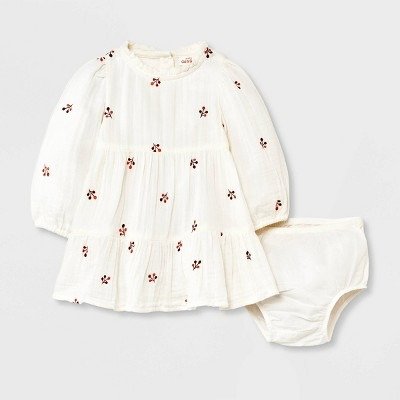 Baby Girls' Floral Embroidered Dress & Bottom Set - Cat & Jack™ Cream