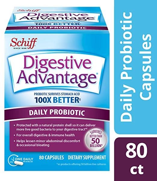 Daily Probiotic Capsule - Digestive Advantage 80 Capsules, Survives 100x Better than regular 50 billion CFU, Lessens Bloating, Calcium, Promotes Digestive Health and Gut Flora
