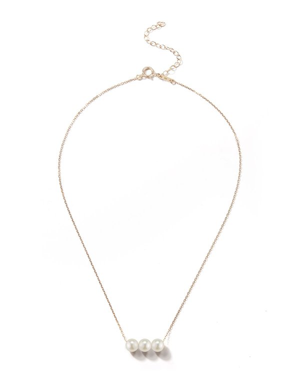 14k Gold Triple Pearl Necklace