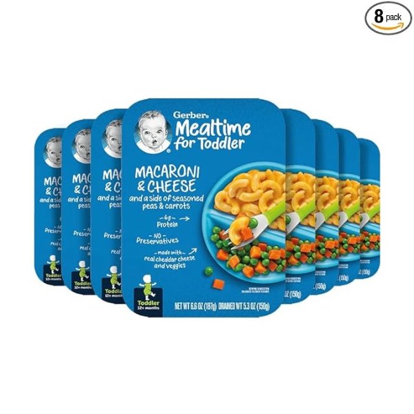 Mealtime for Toddler Macaroni & Cheese with Side of Seasoned Peas & Carrots, 6.6 Ounce (Pack of 8)