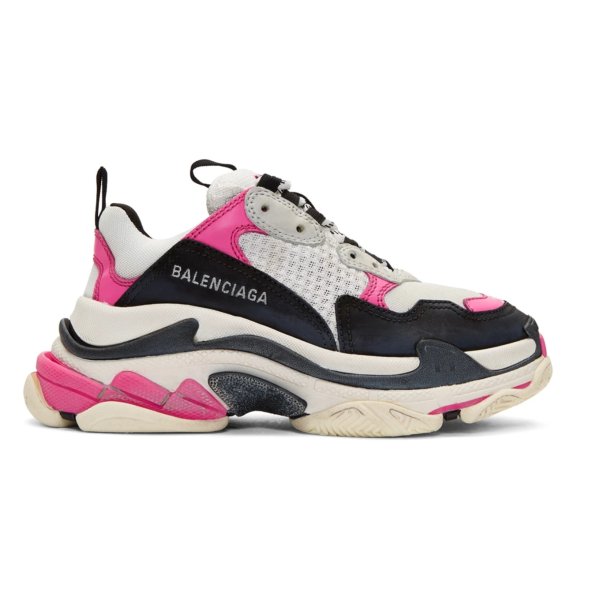 Pink & White Triple S Sneakers