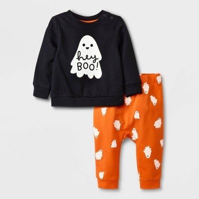 Baby 2pc 'Hey Boo' Sweatshirt & Bottom Set - Cat & Jack™ Black