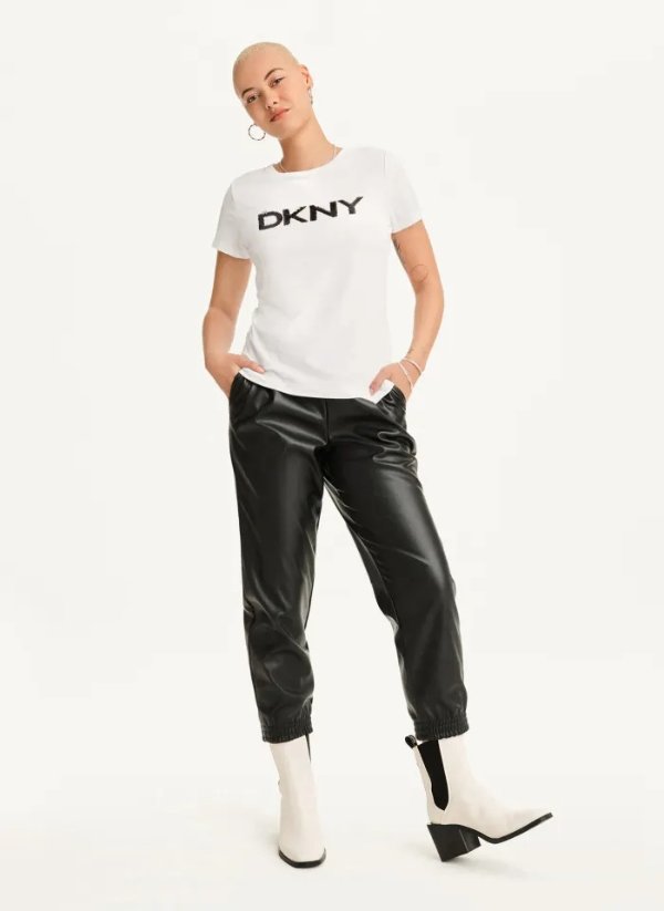Buy Reverse Sequin Logo Tee Online - DKNY