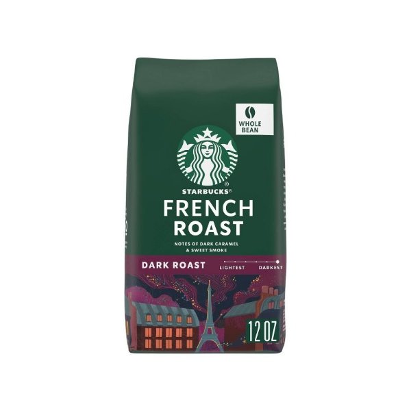 Dark Roast Whole Bean Coffee — French Roast — 100% Arabica — 1 bag (12 oz.)