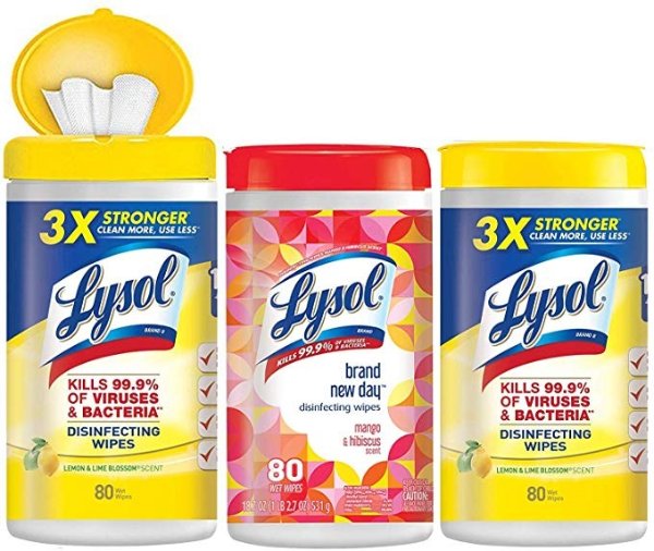 Disinfecting Wipes, 2 Lemon + 1 Mango, 240 Count, Cleaning Wipes, Antibacterial Wipes, sanitizing Wipes, Cleaning Supplies