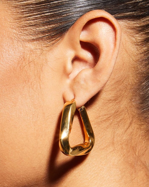 Triangular Curb-Hoop Earrings