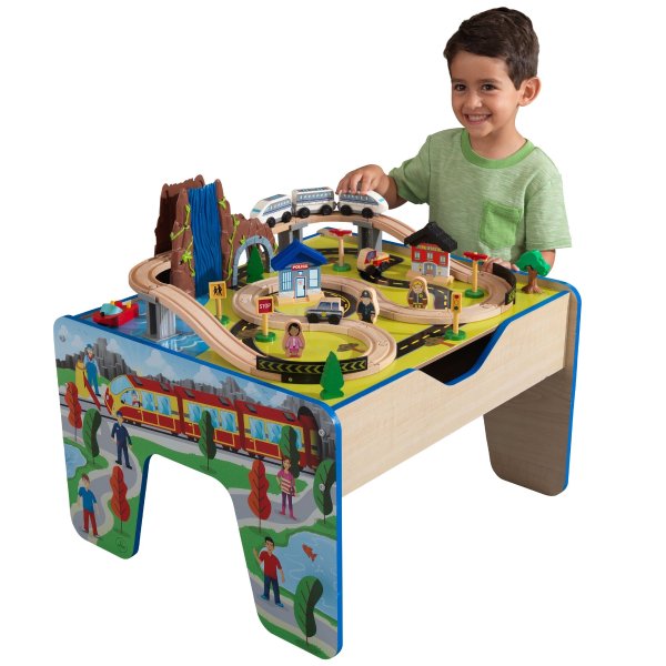 Rapid Waterfall Wooden Train Set & Table with 46 accessories included