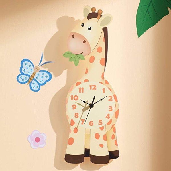 Sunny Safari Kids Wall Clock, Yellow/Giraffe