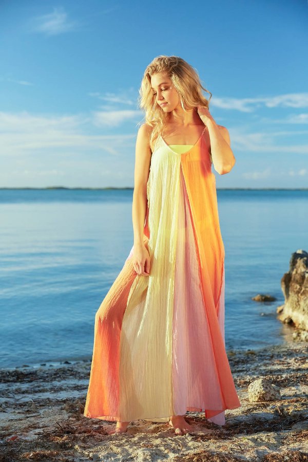 Colorblock Maxi Beach Cover Up Dress