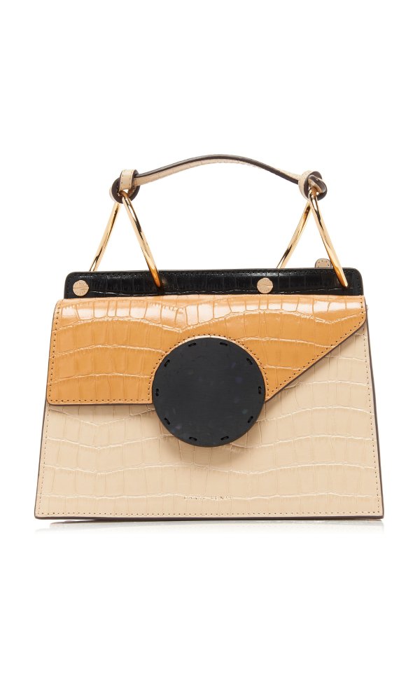 Phoebe Bis Two-Tone Croc-Effect Leather Bag
