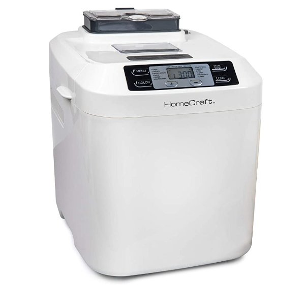 HCPBMAD2WH Bread Maker with Auto Fruit & Nut Dispenser Makes 2 Lb. Loaf Size, 3 Crust Options, 12 Programmable Settings, White