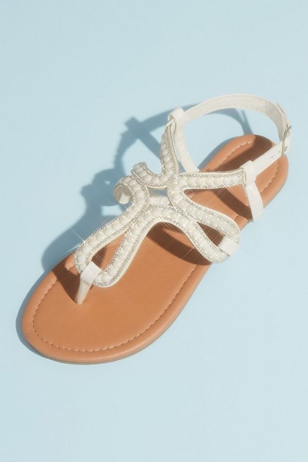 Pearl and Crystal Loop Strap Sandals