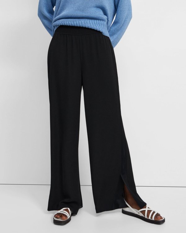 Wide-Leg Pull-On Pant in Silk
