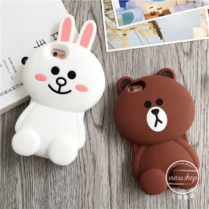 3D Soft Silicon Line Cute Bear Brown Bunny Cony Case For iPhone 5S/SE/6/6S/6S Plus