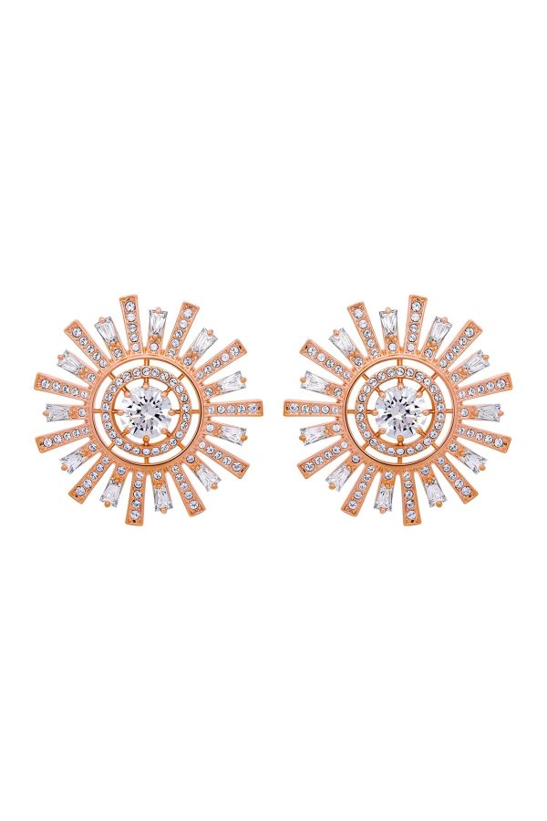Sunshine 18K Rose Gold Plated Clear Swarovski Crystal Stud Earrings