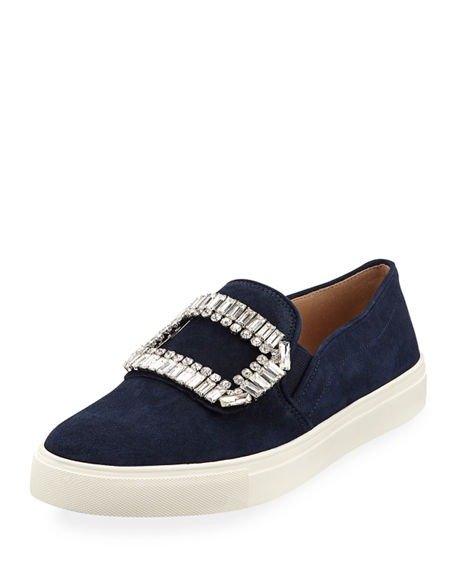 Ermine Embellished Suede Skate Sneakers