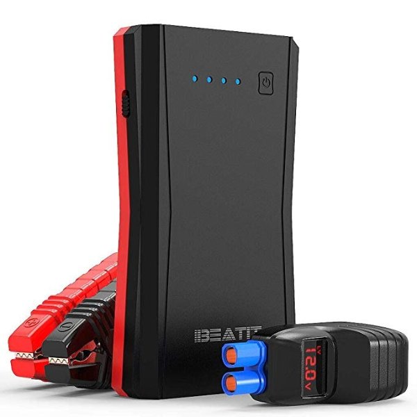 BEATIT QDSP 800A Peak 12V Portable Car Lithium Jump Starter (up to 7.2L Gas or 5.5L Diesel Engine) Battery Booster Phone Charger Power Pack with Intelligent Jumper Cables