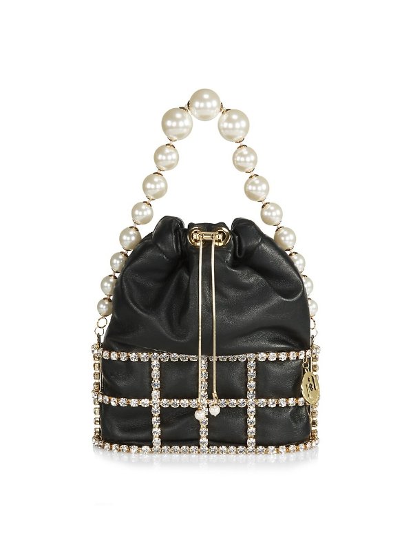 Rea Convertible Faux Pearl & Crystal Top Handle Bag