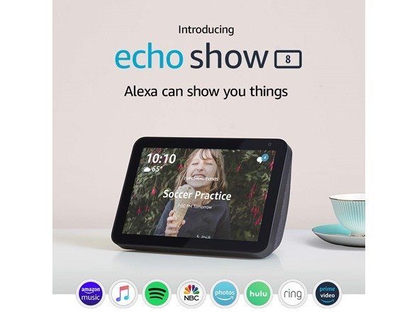 Echo Show 8 (1st Gen, 2019 release) -- HD smart display with Alexa – stay connected with video calling (Charcoal or Sandstone)