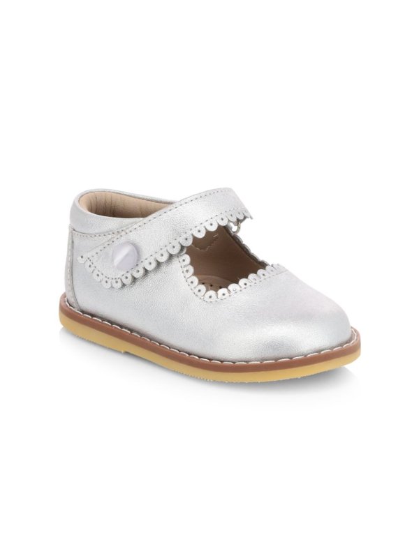 Baby Girl's Scallop Leather Mary Jane Flats