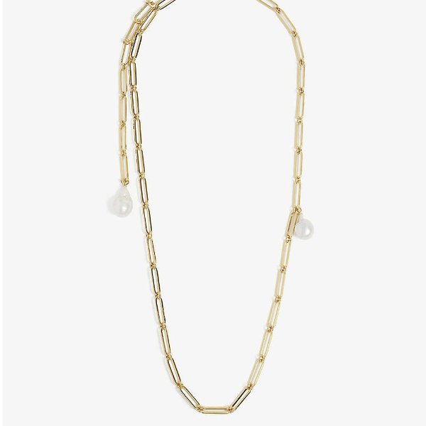 Pearl-embellished 18ct yellow gold-plated brass chain belt