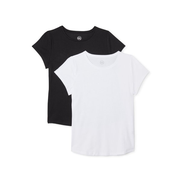 Girls Kid Tough Crew Neck T-Shirts, 2-Pack, Sizes 4-18 & Plus