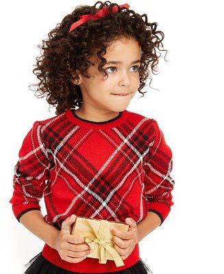 Little Girls Plaid Family Sweater, Created For Macy's