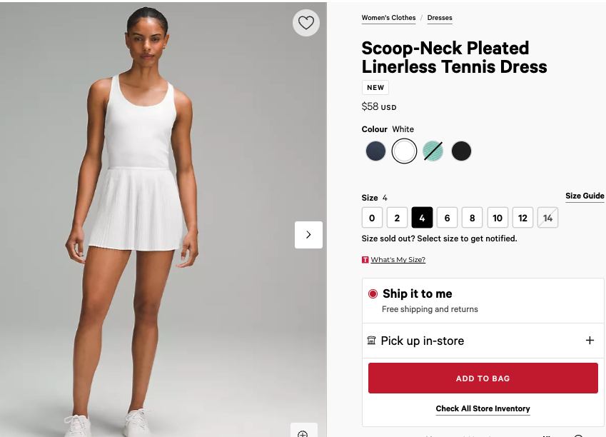 史低價手慢無！！！Scoop-Neck Pleated Linerless Tennis Dress