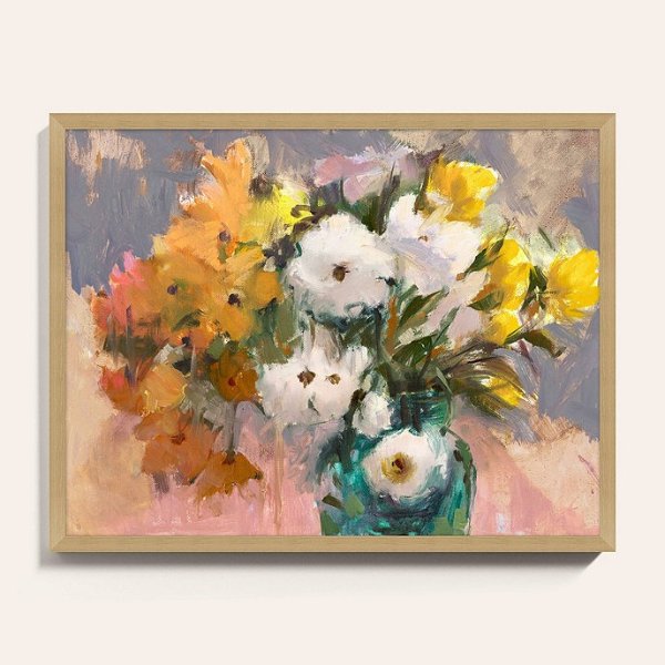 Picked From The Garden Multi Color Flowers Abstract Painting Wall Art Framed Paper Print