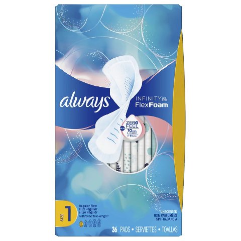alwaysInfinity Regular Sanitary Pads with Wings Unscented Unscented, Size 1