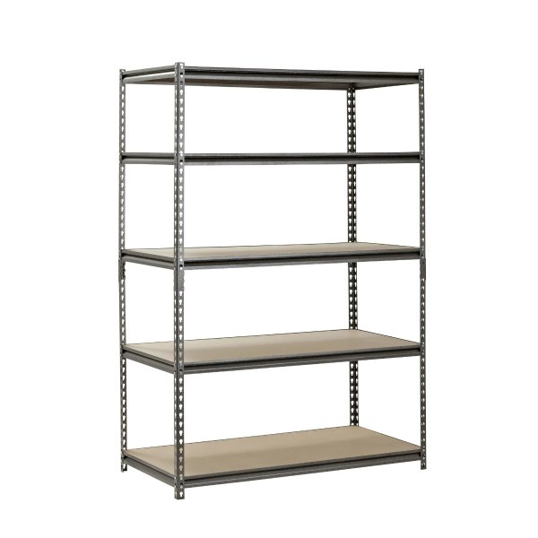 48"W x 24"D x 72"H 5-Shelf Steel Freestanding Shelves, Silver