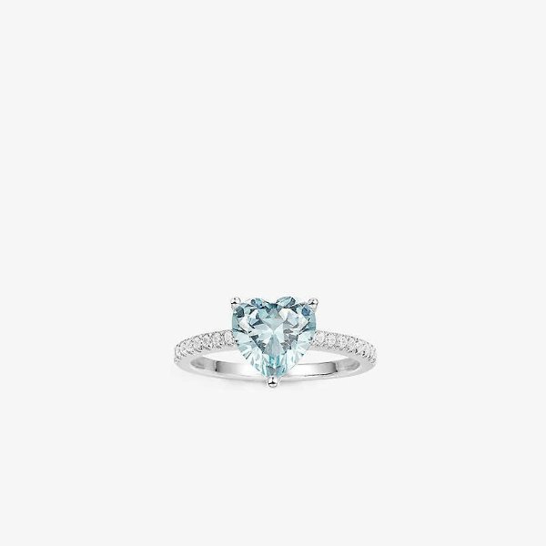 蓝色爱心钻石戒指