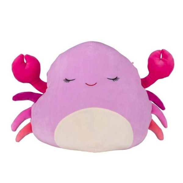 Squishmallows Official Kellytoy Plush 16" Pink Crab with Multi Colored Legs & Closed Eyes