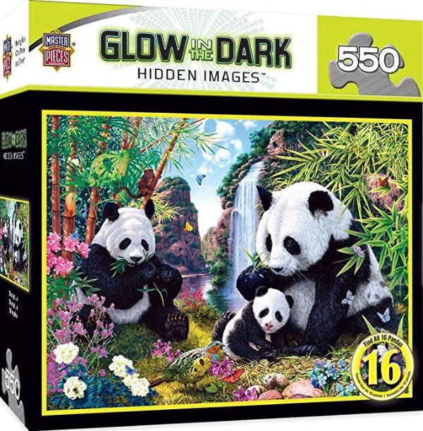 MasterPieces Hidden Images Glow in The Dark Shangri La - Panda Bears 550 Piece Jigsaw Puzzle by Steve Read
